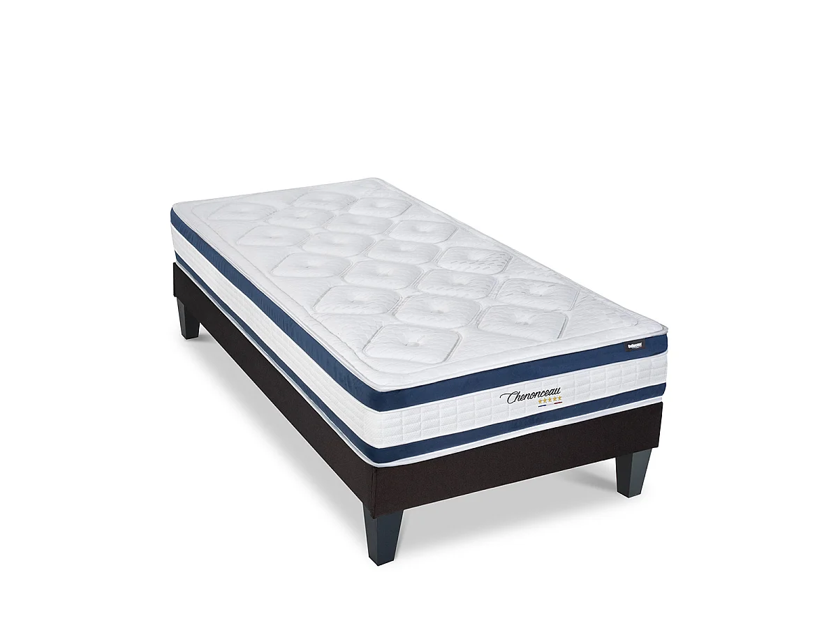 Ensemble Chenonceau 90x200 cm Matelas Mousse + Sommier Bois