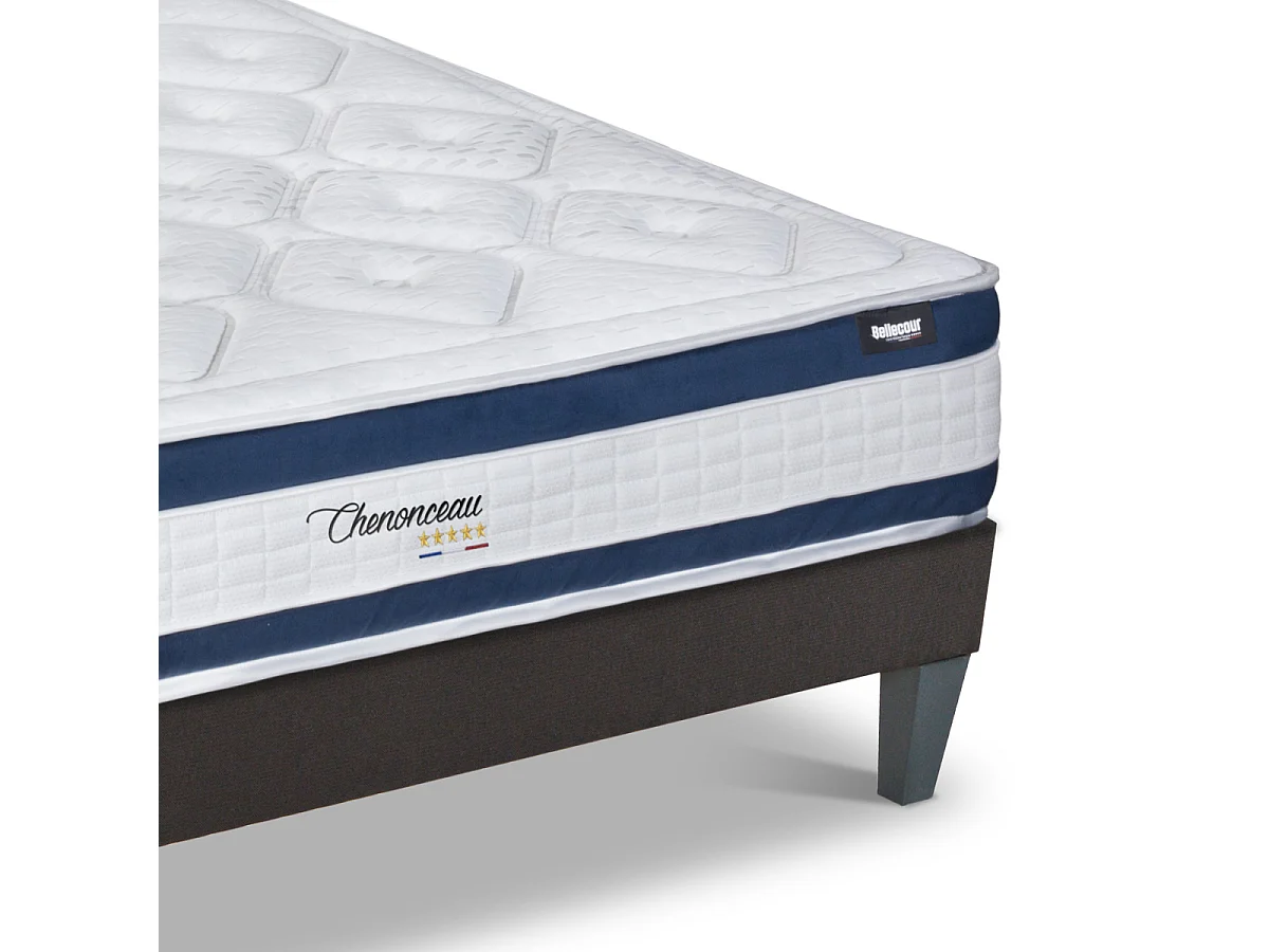 Ensemble Chenonceau 90x200 cm Matelas Mousse + Sommier Bois