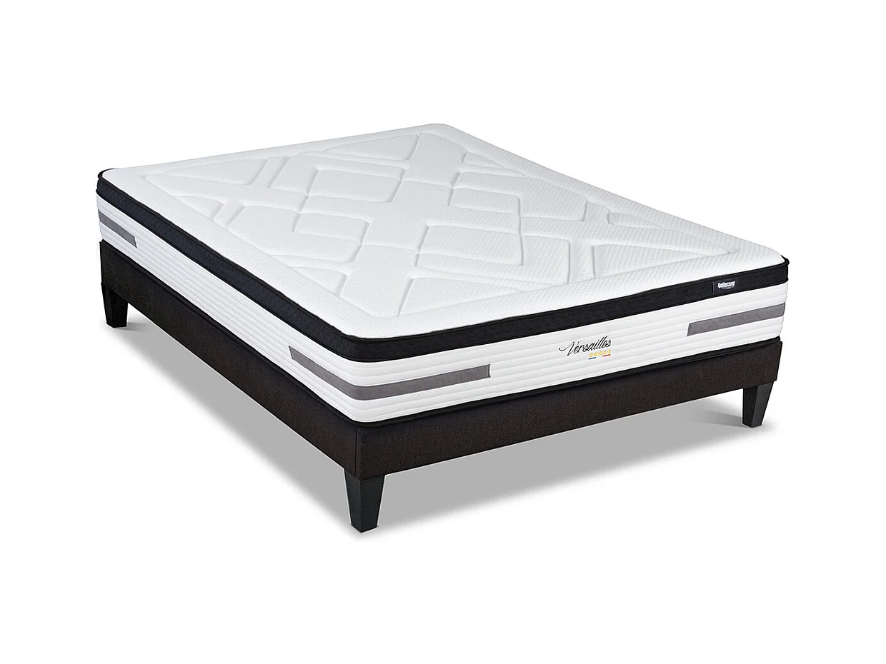 BELLECOUR LITERIE | Ensemble VERSAILLES 140x200 cm | Matelas Ressorts ensachés + Sommier Bois