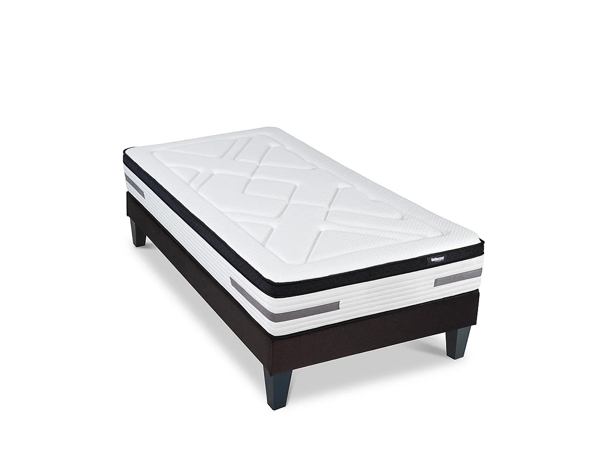 Ensemble Bellevue 90x200 cm Matelas Ressorts ensachés + Sommier Bois