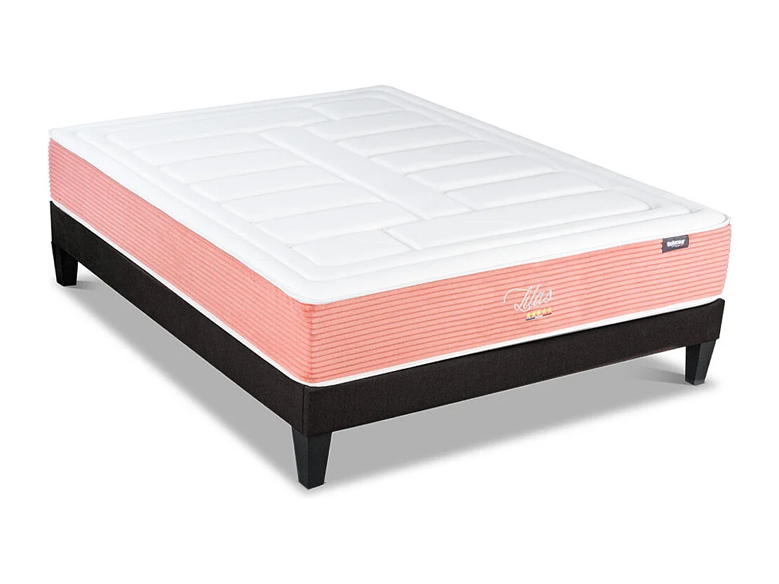BELLECOUR LITERIE | Ensemble LILAS 140x200 cm | Matelas Mémoire de forme + Sommier Bois