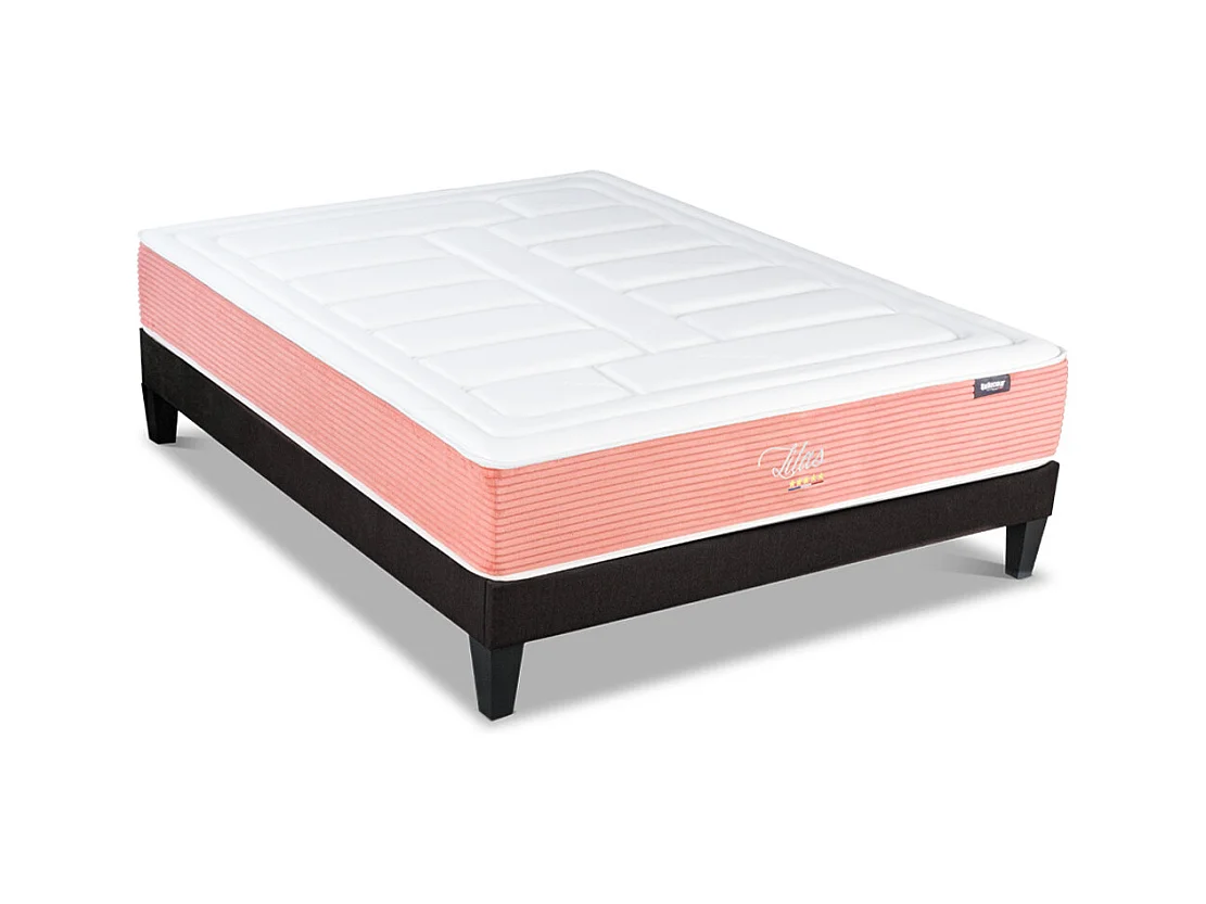 BELLECOUR LITERIE | Ensemble LILAS 140x200 cm | Matelas Mémoire de forme + Sommier Bois