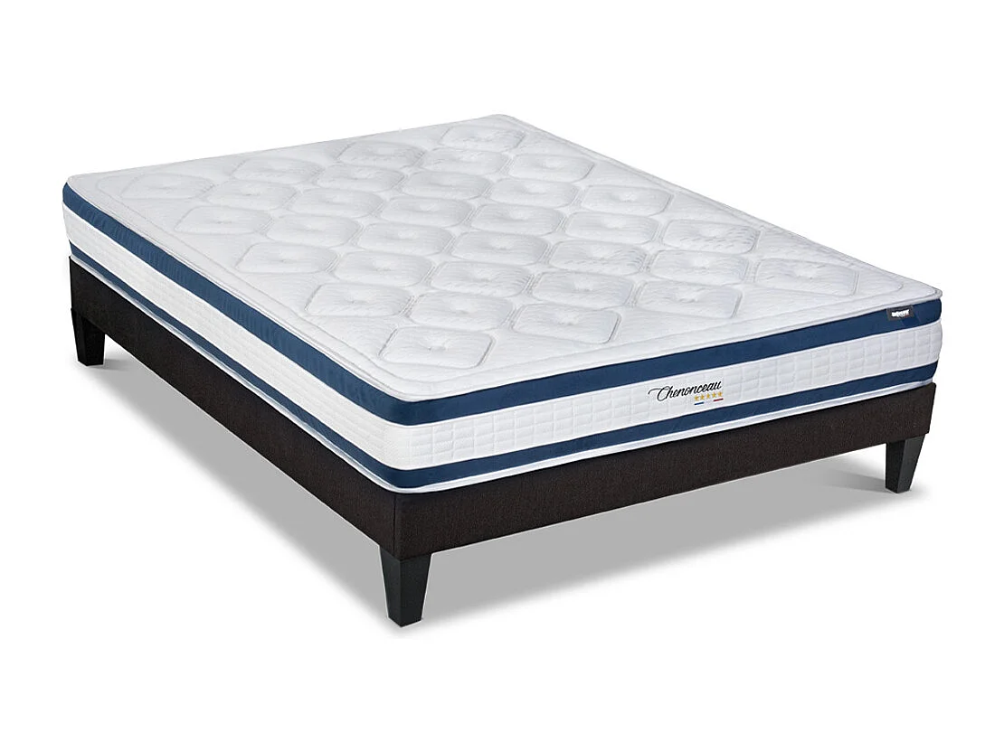 BELLECOUR LITERIE | Ensemble CHENONCEAU 160x200 cm | Matelas Mémoire de forme + Sommier Bois