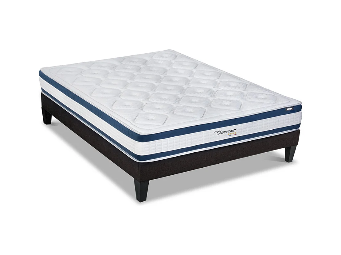 BELLECOUR LITERIE | Ensemble CHENONCEAU 140x200 cm | Matelas Mémoire de forme + Sommier Bois