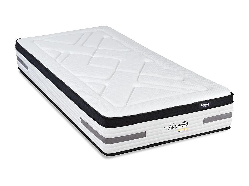 BELLECOUR LITERIE | Pack Prêt à dormir VERSAILLES 90x200 cm | Matelas Ressorts ensachés + Sommier + Accessoires
