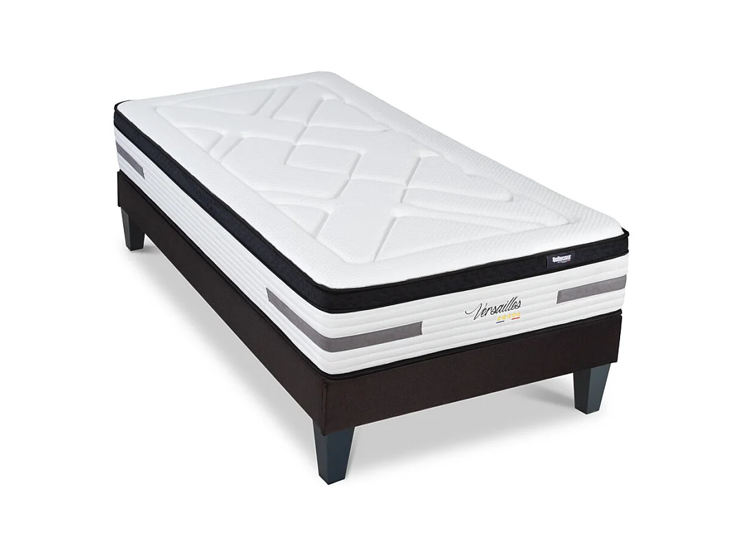 BELLECOUR LITERIE | Ensemble VERSAILLES 90x190 cm | Matelas Ressorts ensachés + Sommier Bois