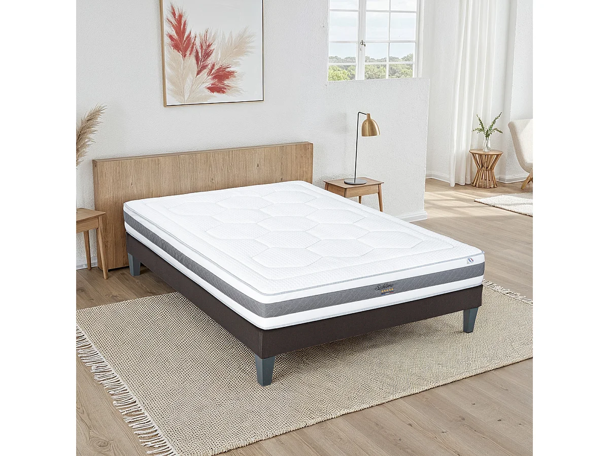 HYPSOM | Ensemble SUBLIME 140x200 cm | Matelas Mémoire de forme + Sommier Bois