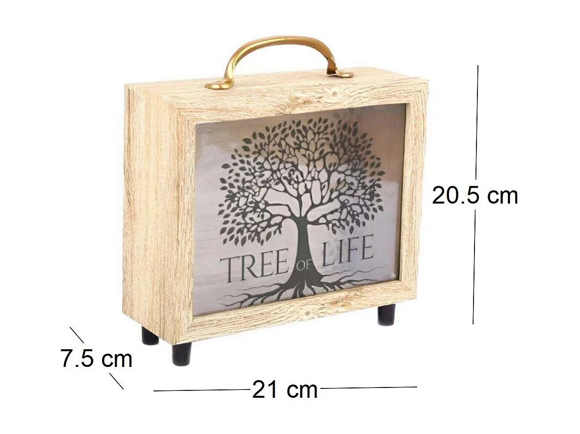 Tirelire valisette Tree of life 21 x 20 cm