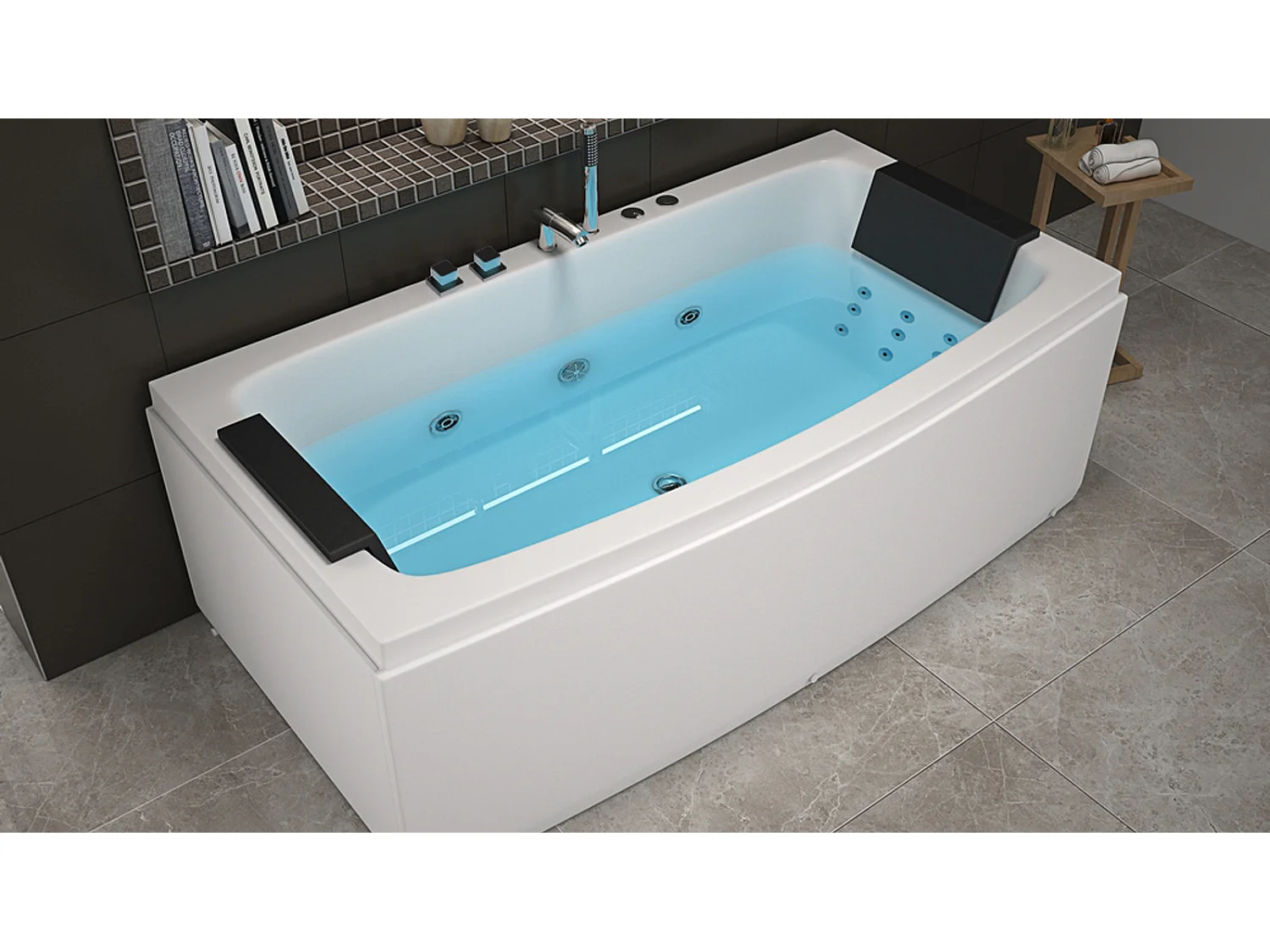 Ouest balnéo - Baignoire Delos 22 jets Balnéo 170 x 80 2 places avec cascade