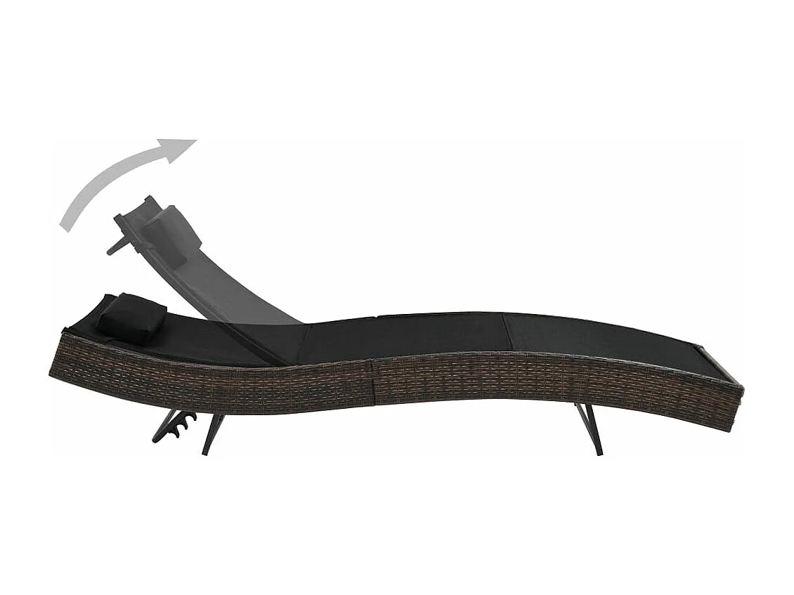 Ligbed met kussen poly rattan bruin