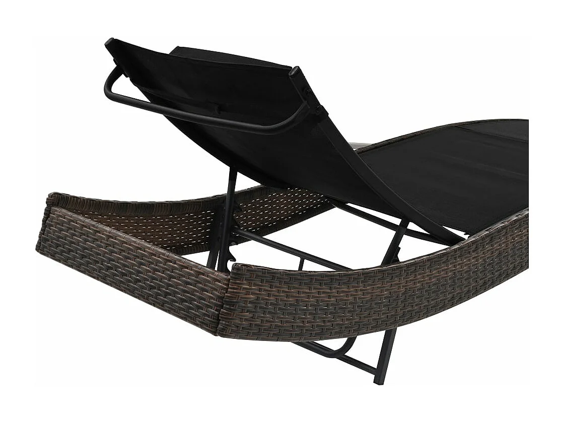 Ligbed met kussen poly rattan bruin