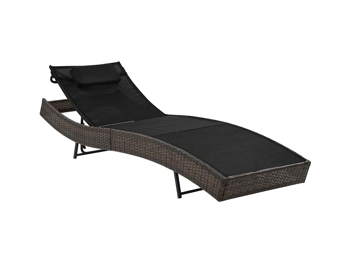 Sonnenliege mit Kissen Poly Rattan Braun