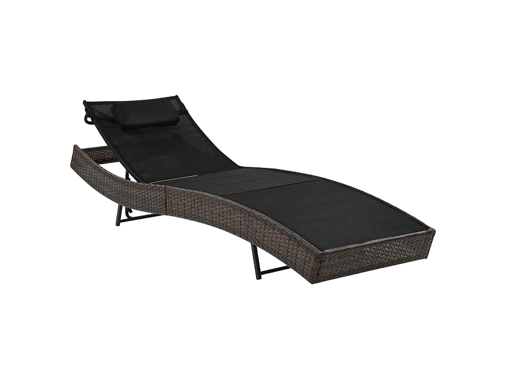 Ligbed met kussen poly rattan bruin