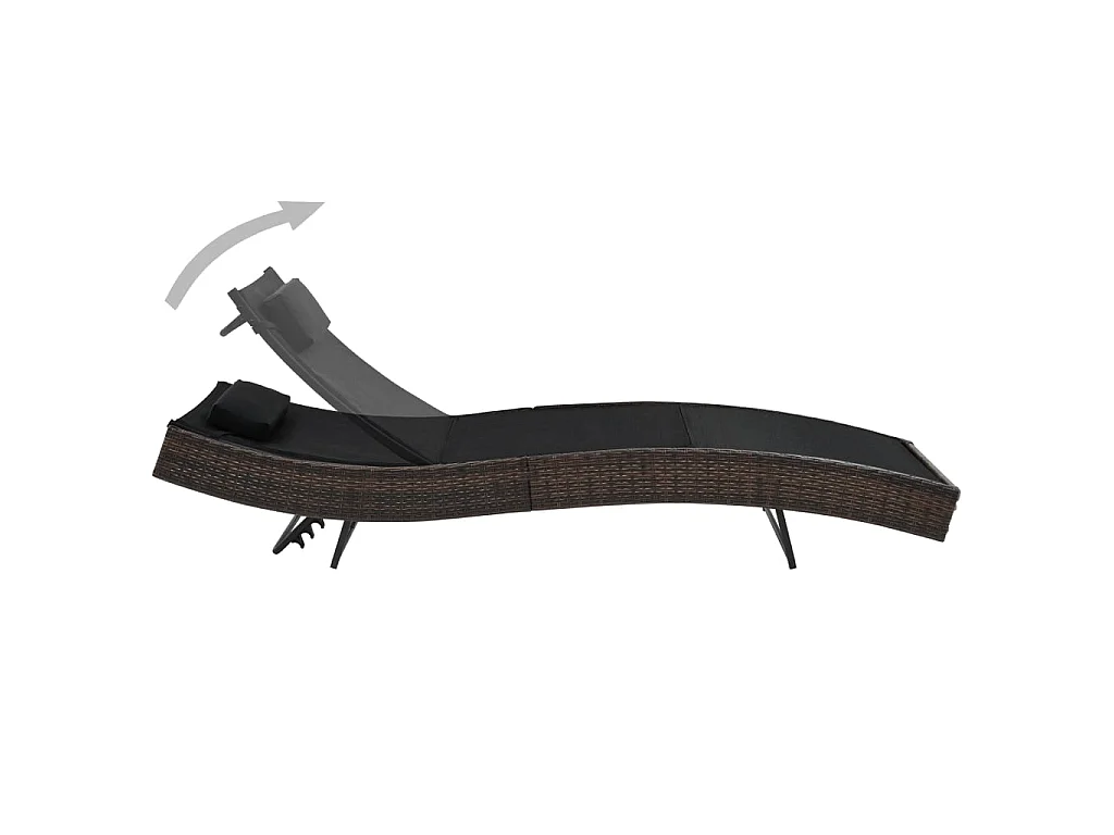 Ligbed met kussen poly rattan bruin