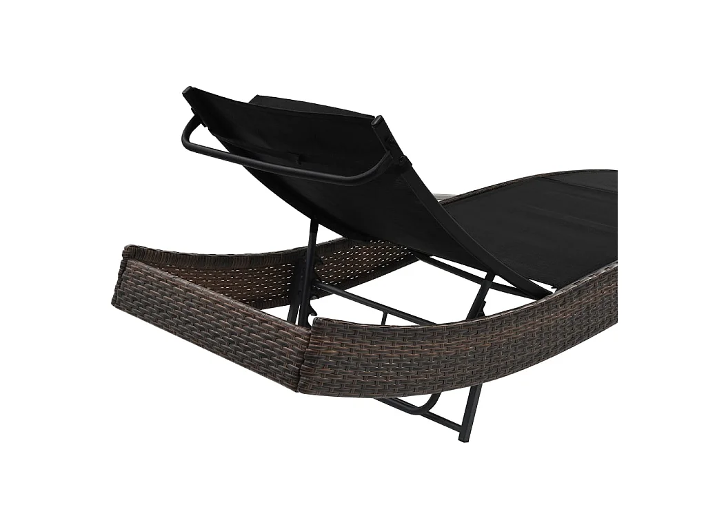 Ligbed met kussen poly rattan bruin