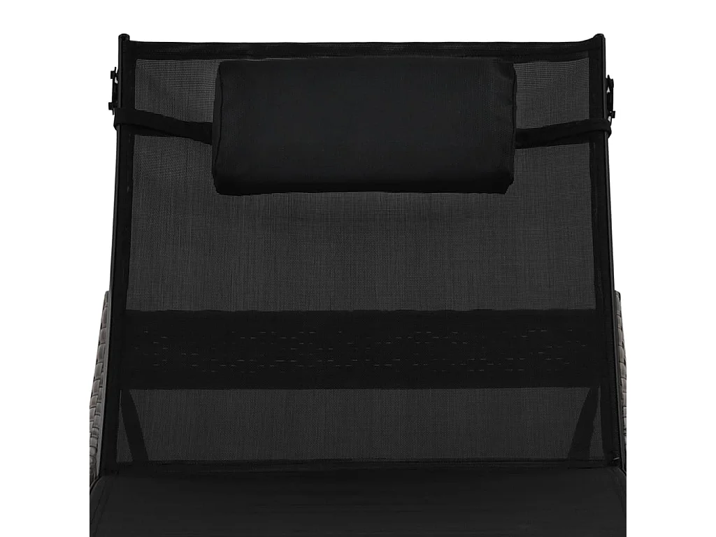 Ligbed met kussen poly rattan bruin