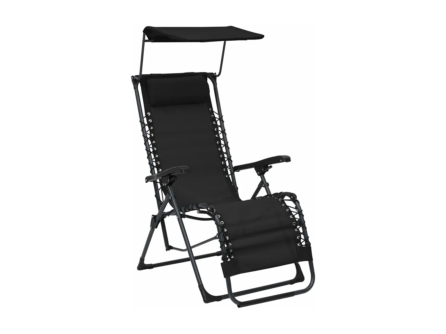 Cadeiras de pátio dobráveis 2 pcs textilene preto