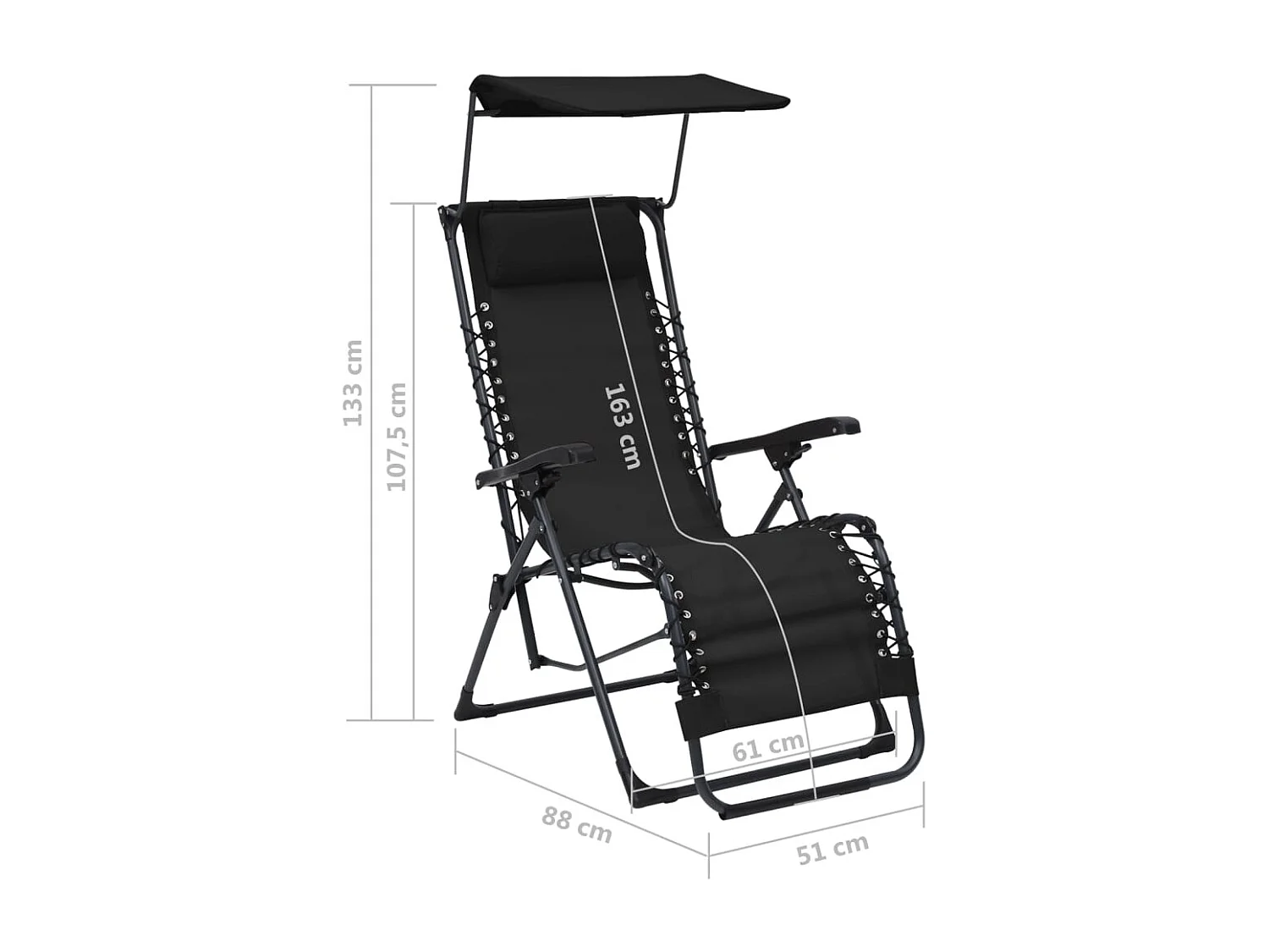 Cadeiras de pátio dobráveis 2 pcs textilene preto