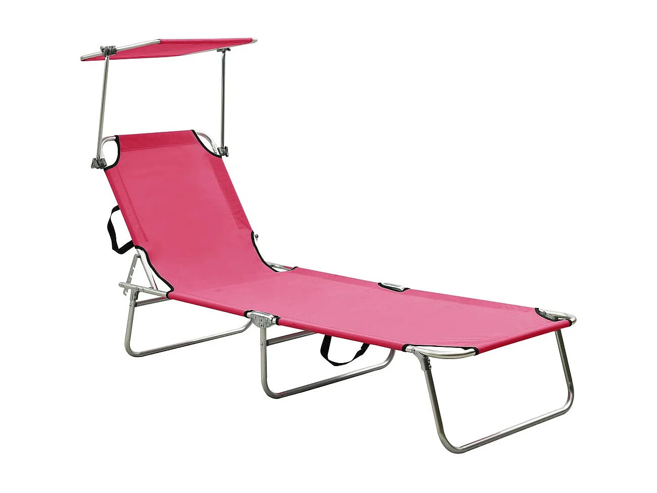 Lettino Pieghevole con Baldacchino in Acciaio Rosa Magenta