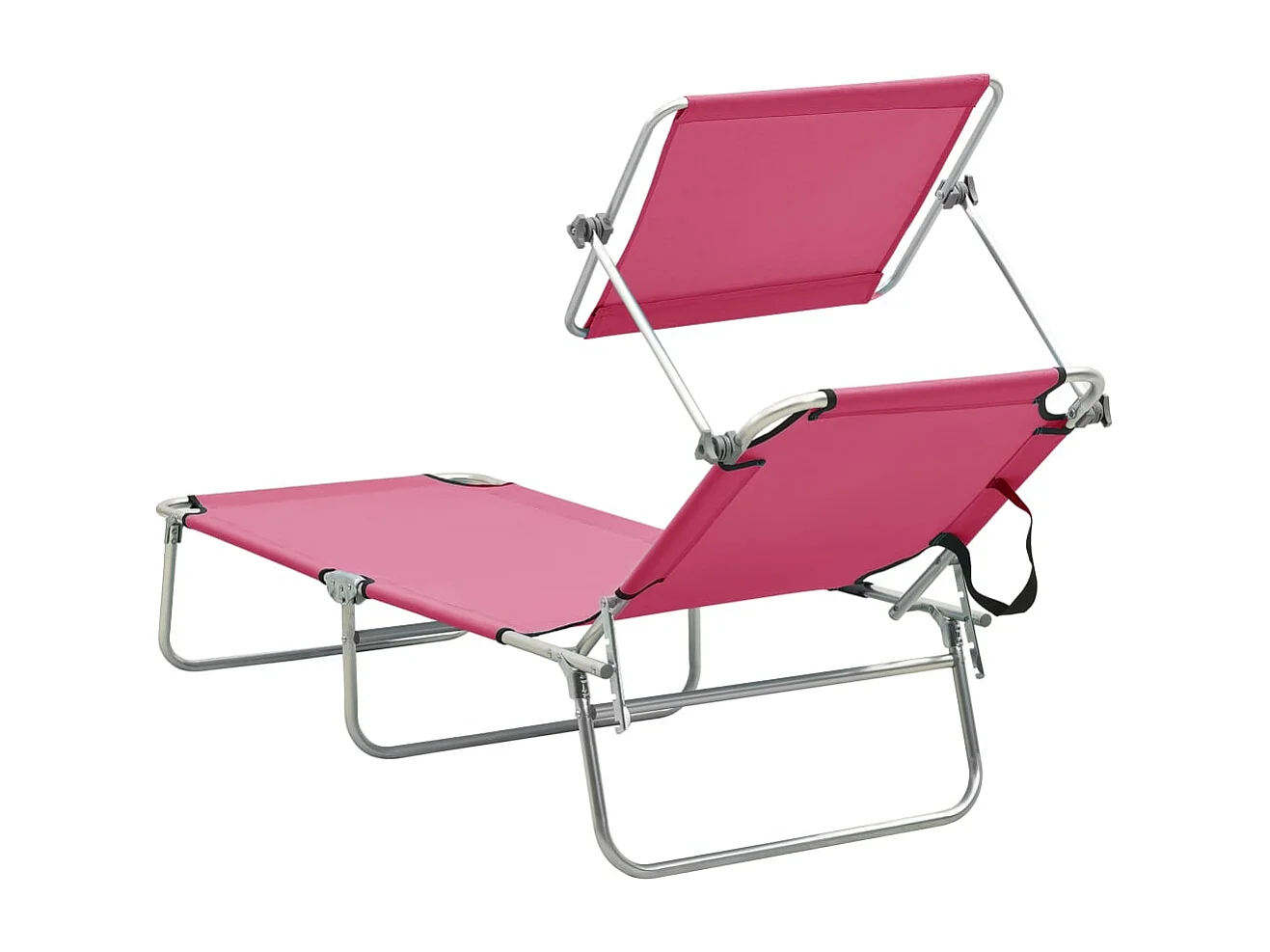 Lettino Pieghevole con Baldacchino in Acciaio Rosa Magenta