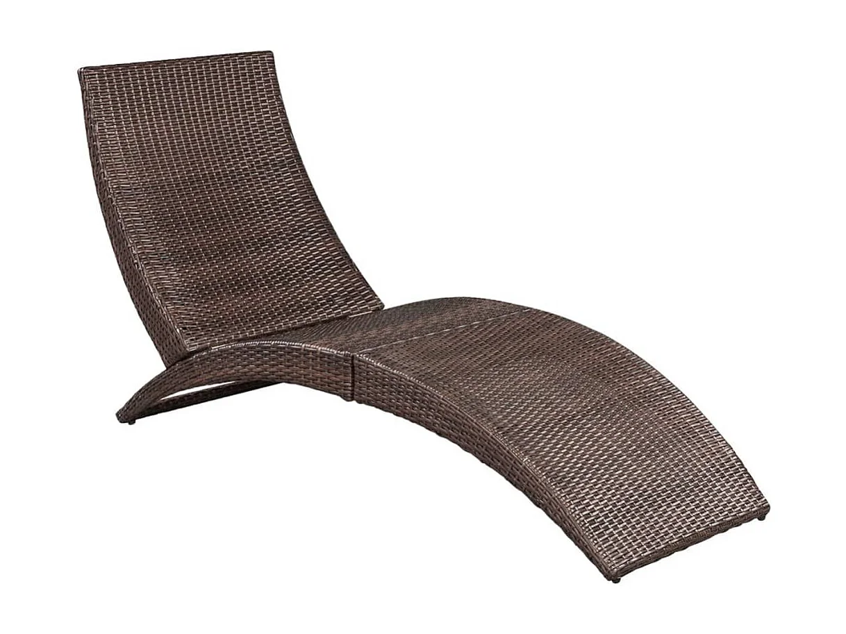 Chaise longue pliable avec coussin Résine tressée Marron