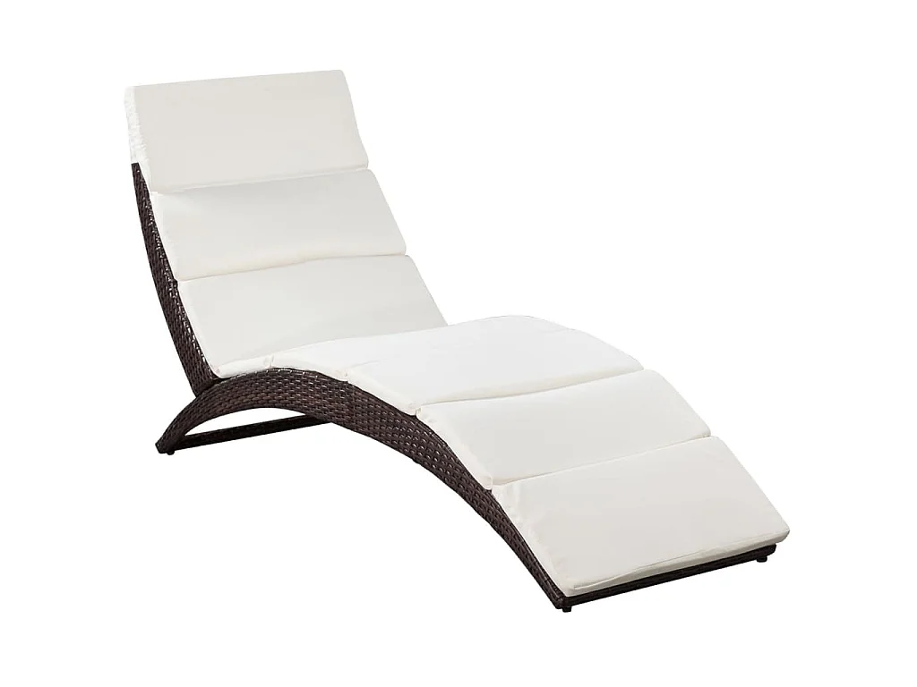 Klappbare Sonnenliege mit Auflage Poly Rattan Braun