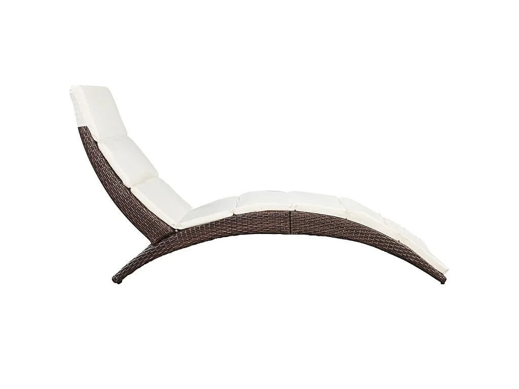 Klappbare Sonnenliege mit Auflage Poly Rattan Braun