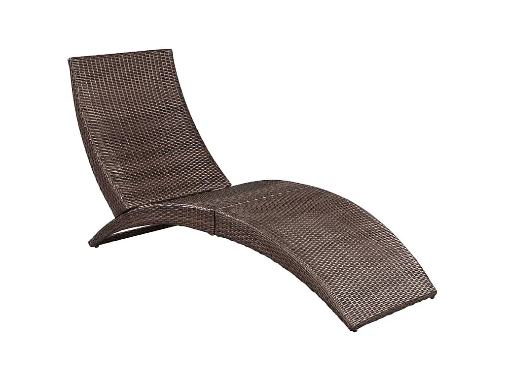 Klappbare Sonnenliege mit Auflage Poly Rattan Braun