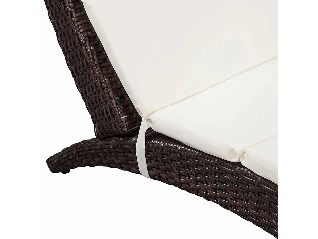 Ligbed inklapbaar met kussen poly rattan bruin