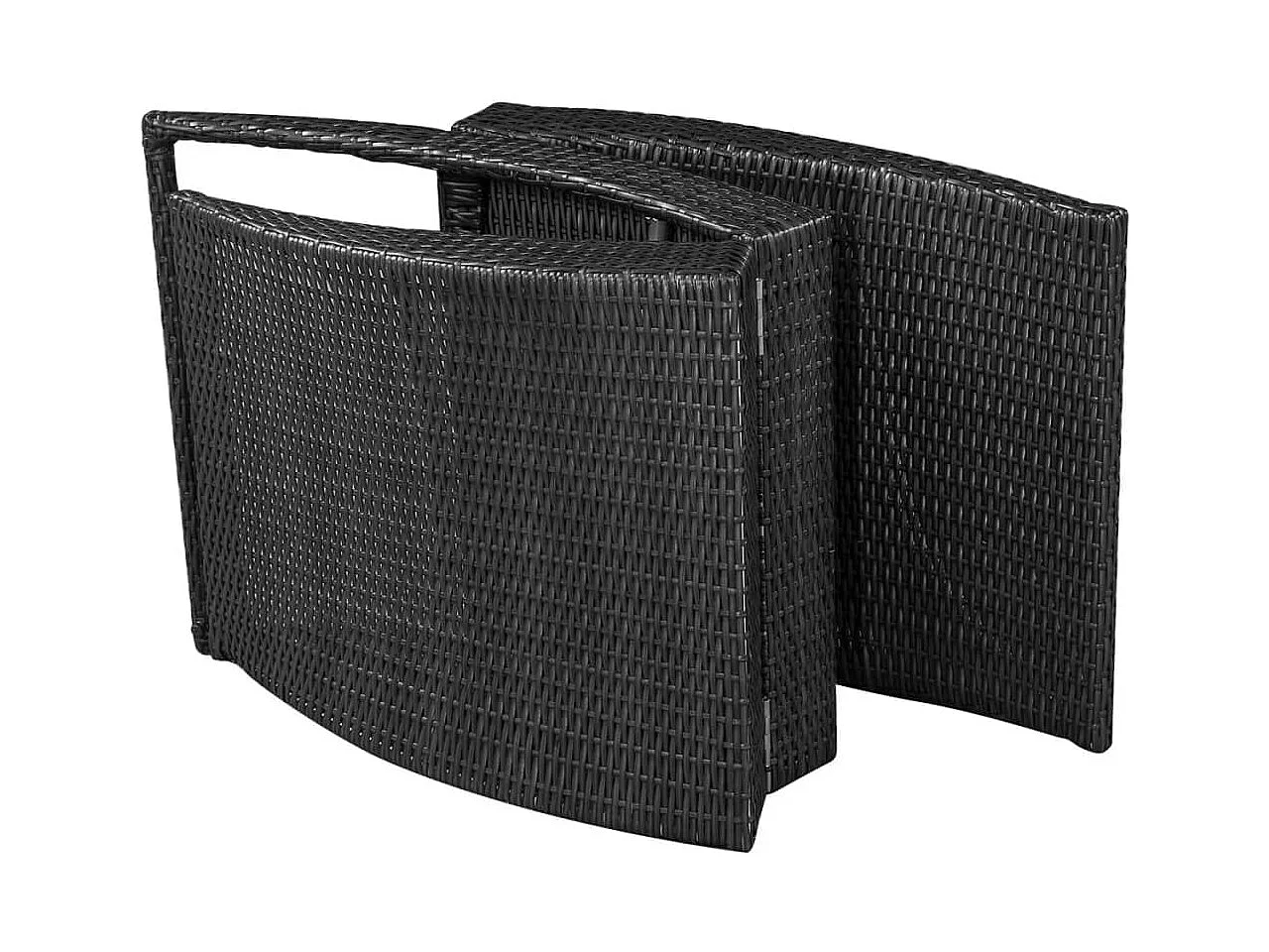 Chaise longue pliable avec coussin Résine tressée Noir