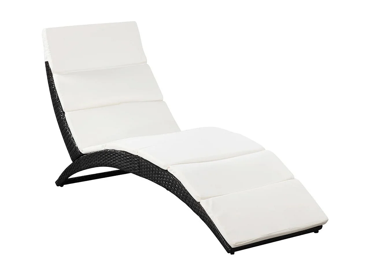 Ligbed inklapbaar met kussen poly rattan zwart