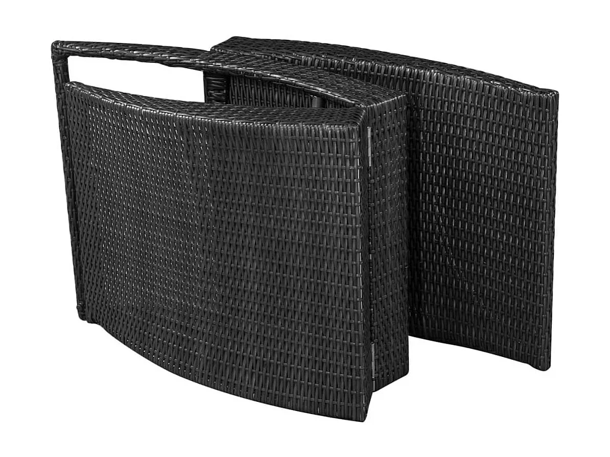 Ligbed inklapbaar met kussen poly rattan zwart