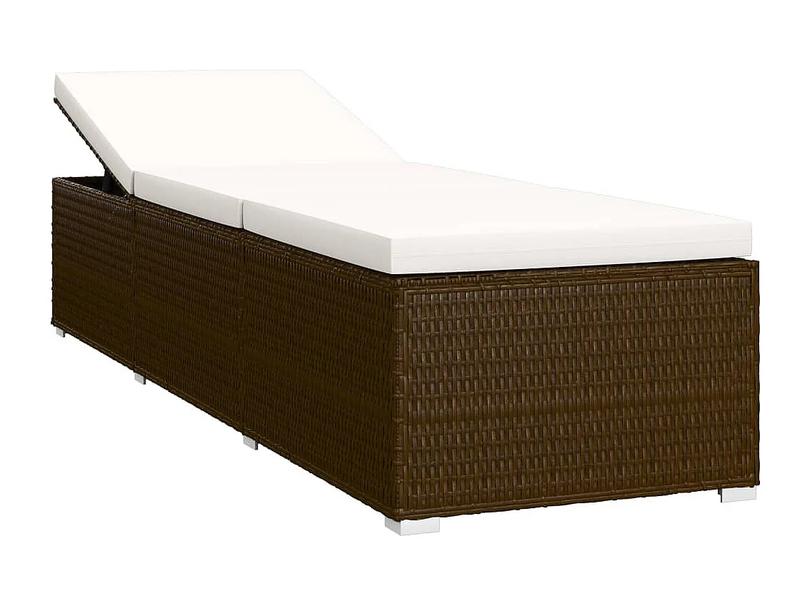 Sonnenliege mit Auflage und Teetisch Poly Rattan Braun
