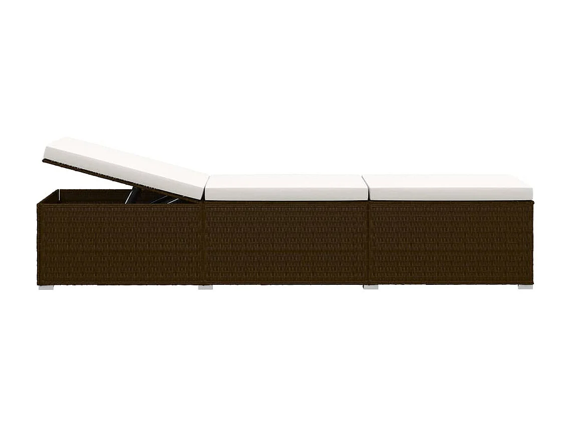 Sonnenliege mit Auflage und Teetisch Poly Rattan Braun