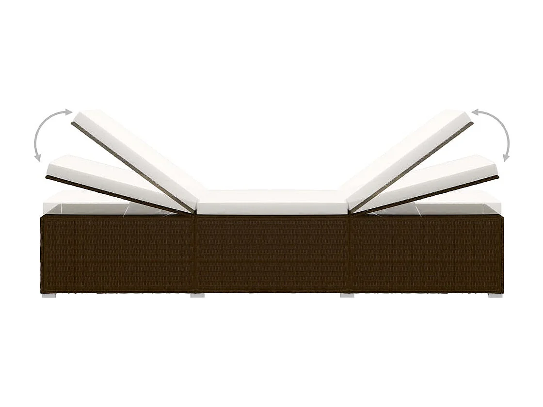 Sonnenliege mit Auflage und Teetisch Poly Rattan Braun