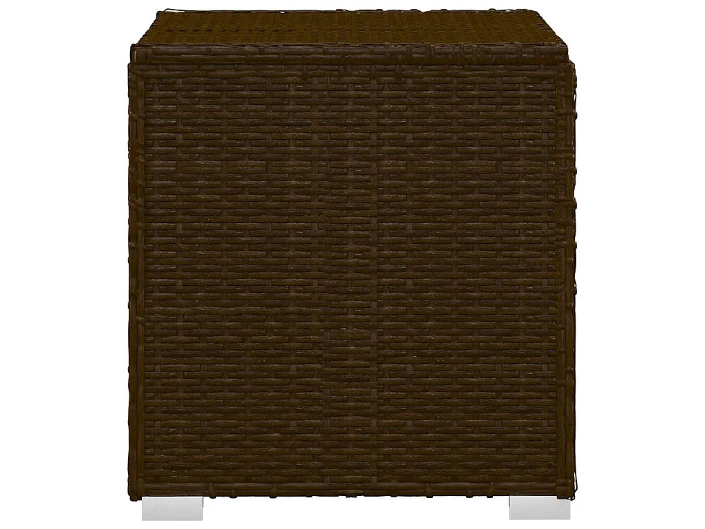 Lettino Prendisole con Cuscino e Tavolino in Polyrattan Marrone