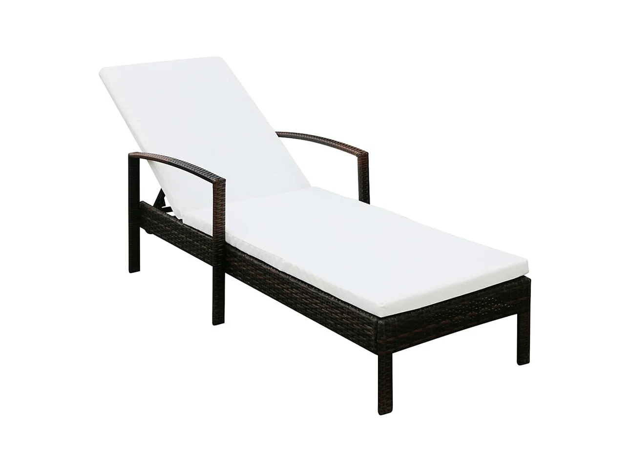 Ligbed met kussen poly rattan bruin