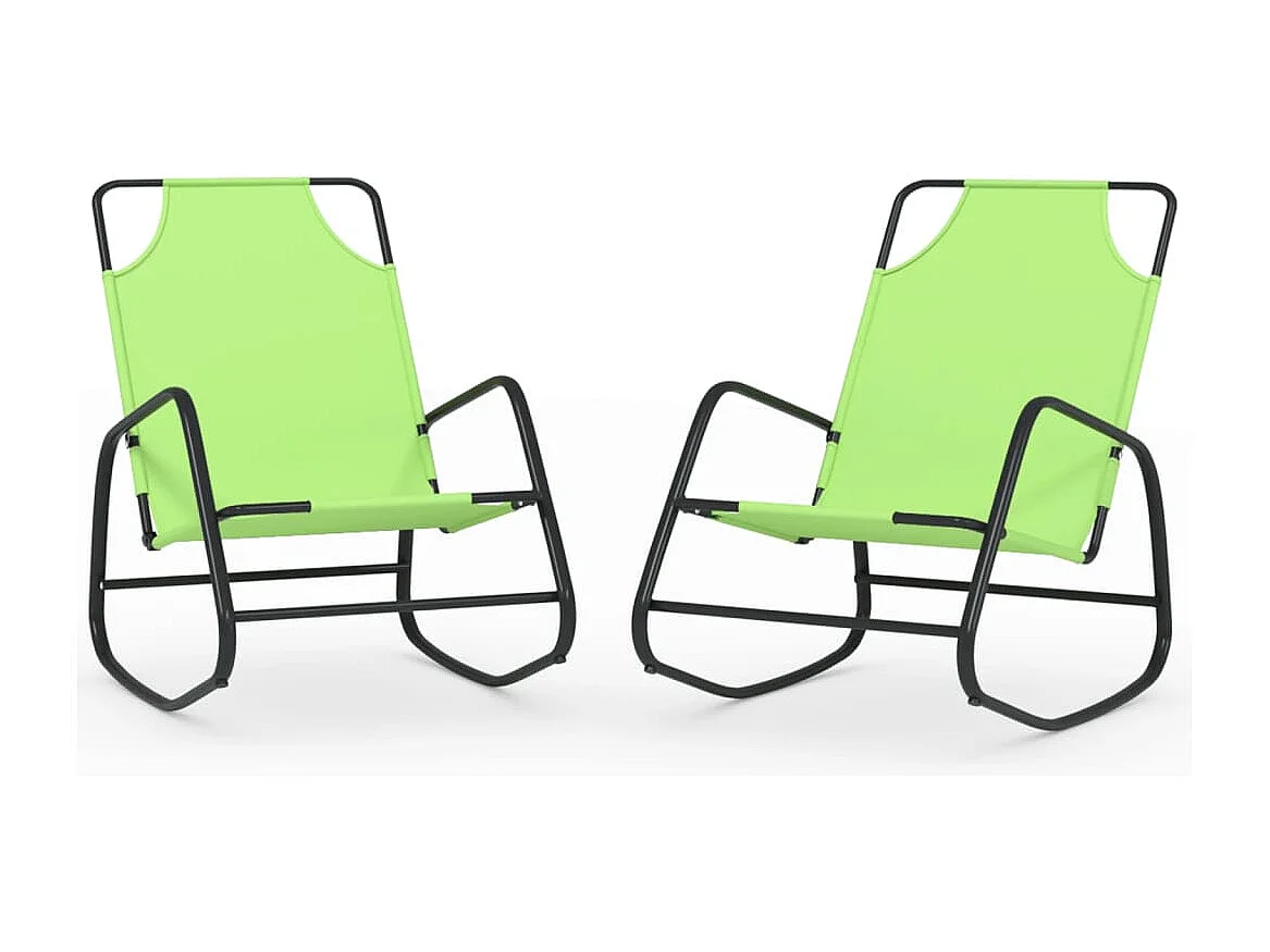 Ligstoelen 2 st schommelend staal en textileen groen