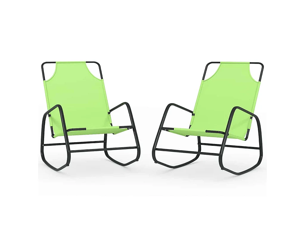 Chaises longues à bascule lot de 2 vert acier et textilène