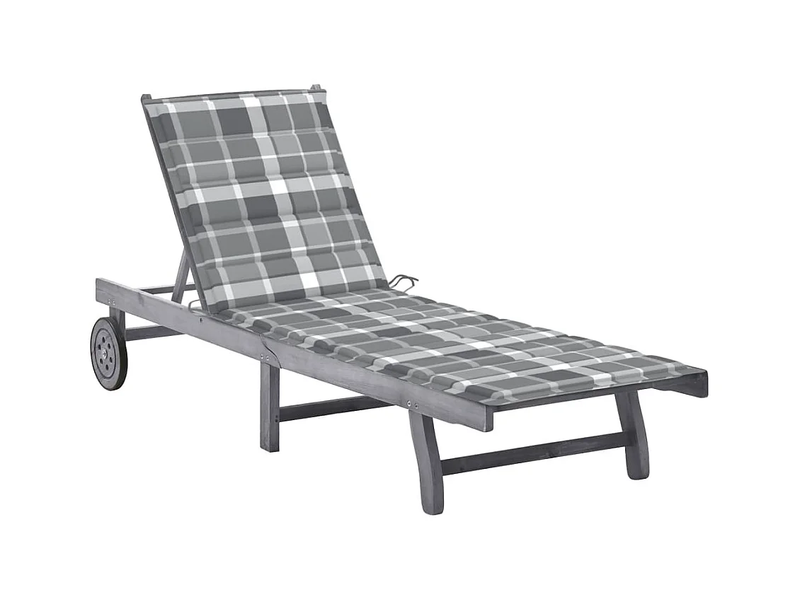 Chaise longue de jardin avec coussin Gris Bois d'acacia solide