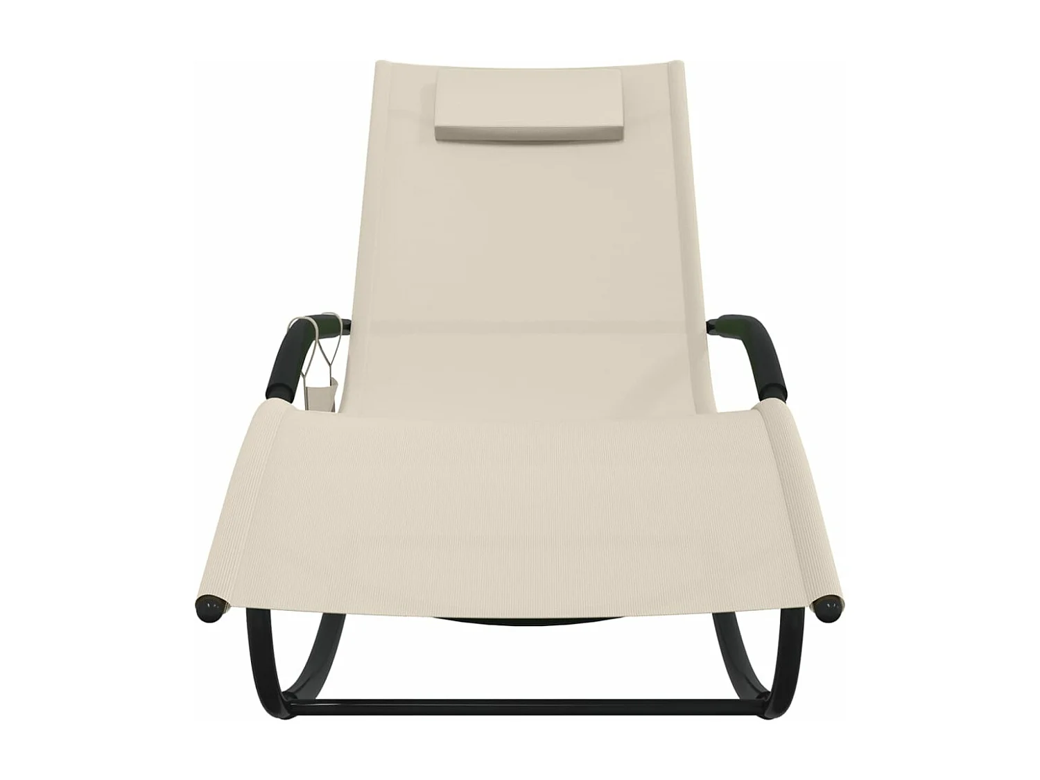 Chaises longues à bascule lot de 2 crème acier et textilène