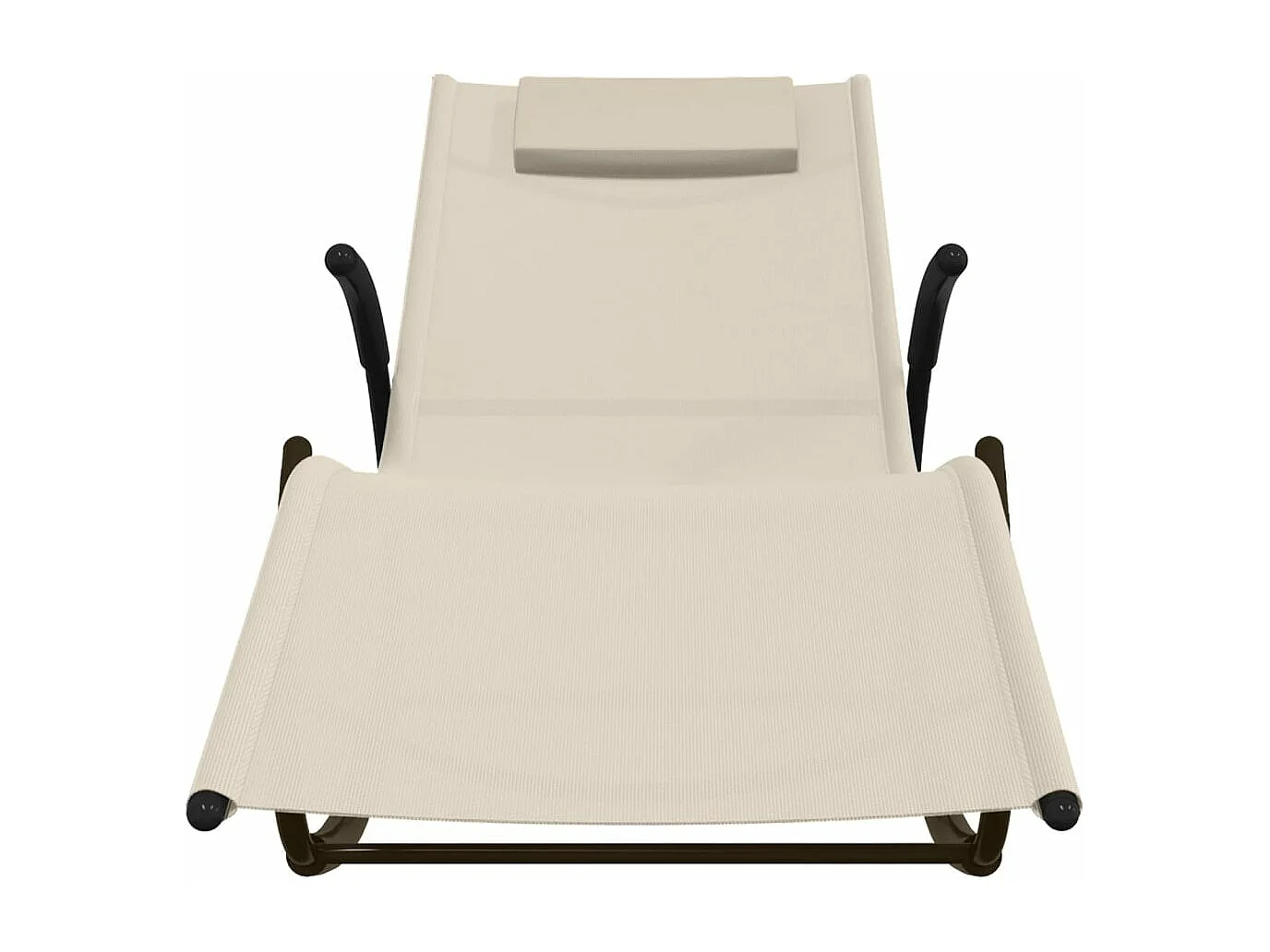 Lettini Prendisole a Dondolo 2 pz in Acciaio e Textilene Crema