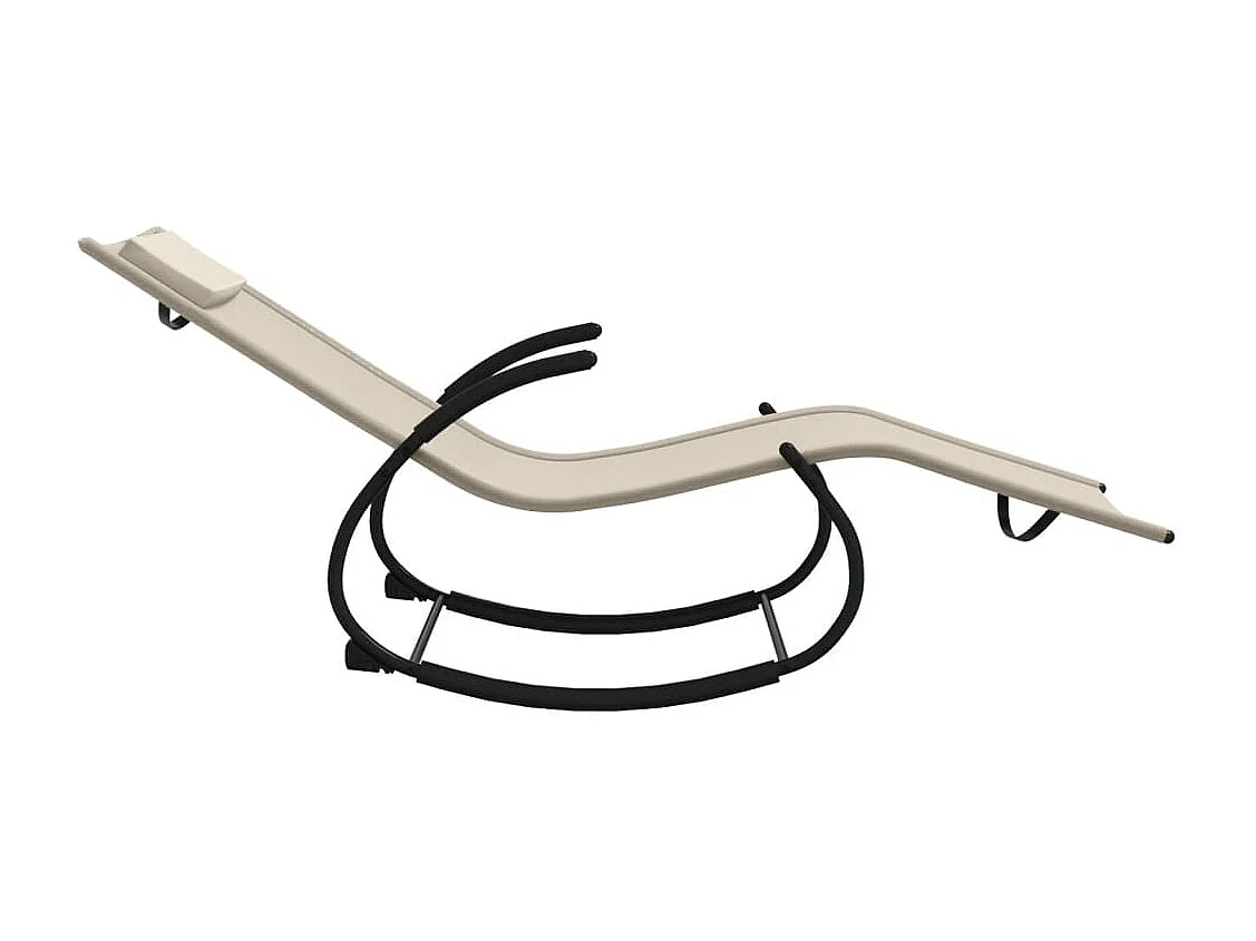 Lettini Prendisole a Dondolo 2 pz in Acciaio e Textilene Crema