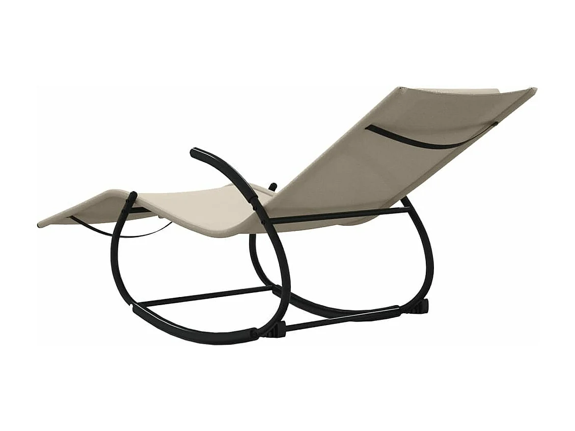 Lettini Prendisole a Dondolo 2 pz in Acciaio e Textilene Crema