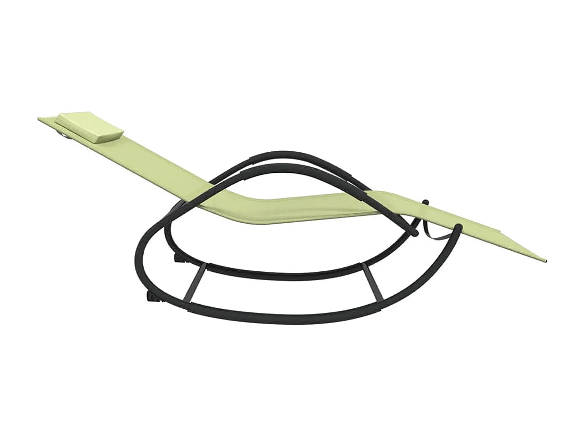 Lettini Prendisole a Dondolo 2 pz in Acciaio e Textilene Crema