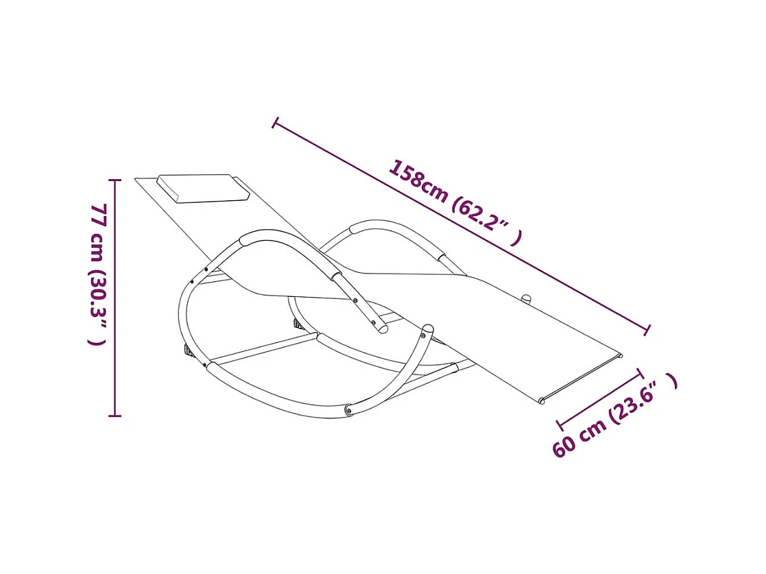 Lettini Prendisole a Dondolo 2 pz in Acciaio e Textilene Crema