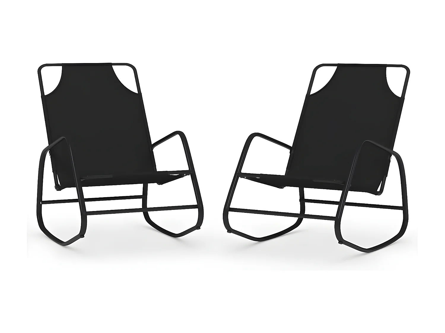 Chaises longues à bascule 2 pcs Noir Acier et textilène