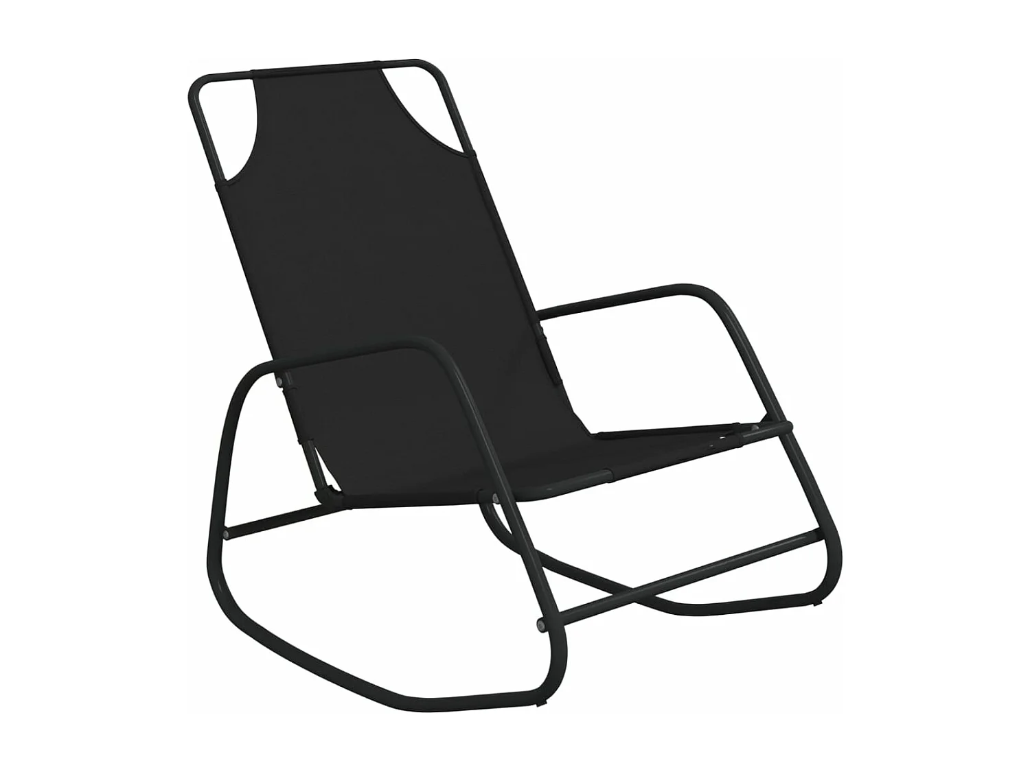 Chaises longues à bascule 2 pcs Noir Acier et textilène