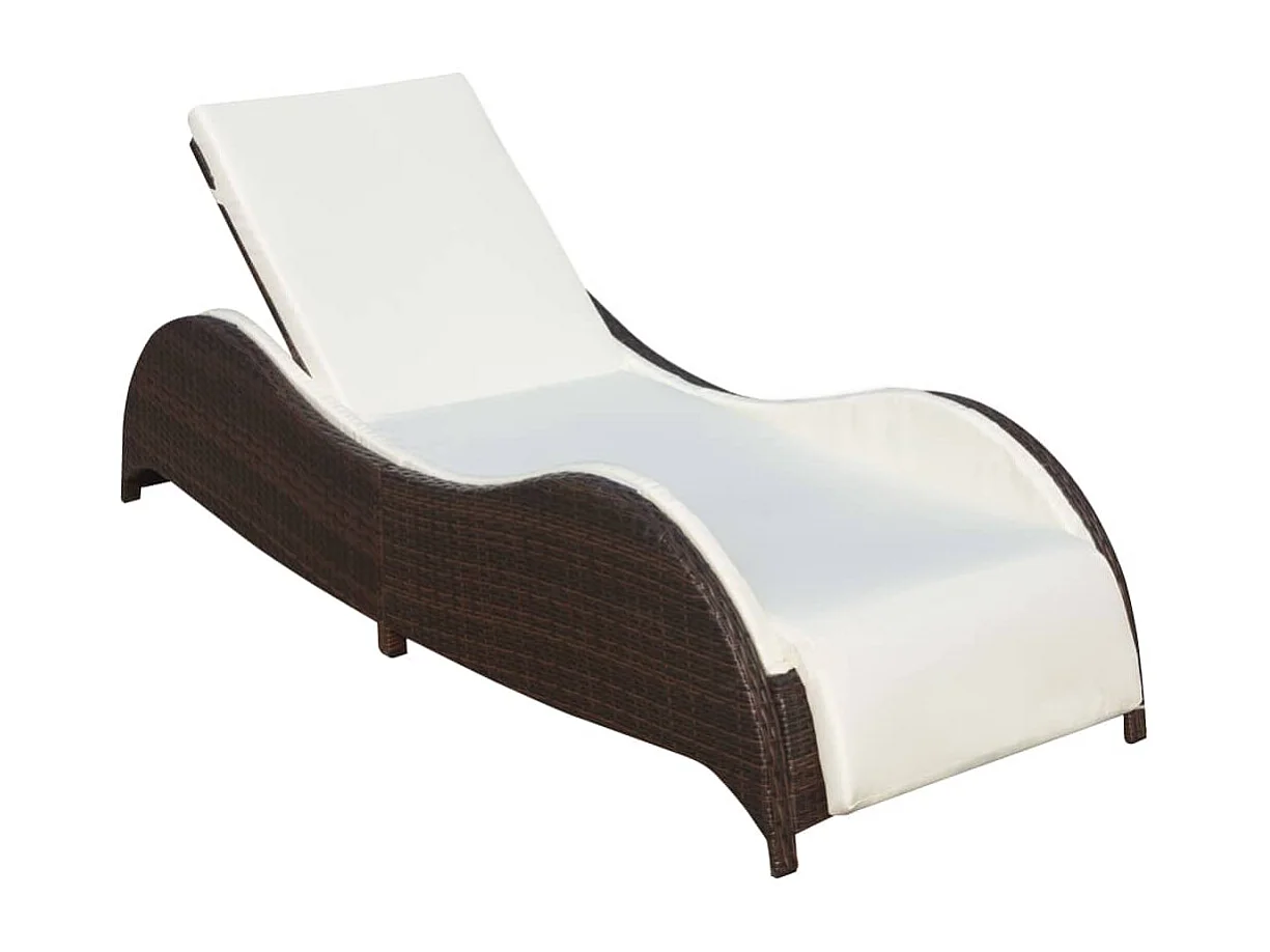Chaise longue avec coussin Résine tressée Marron