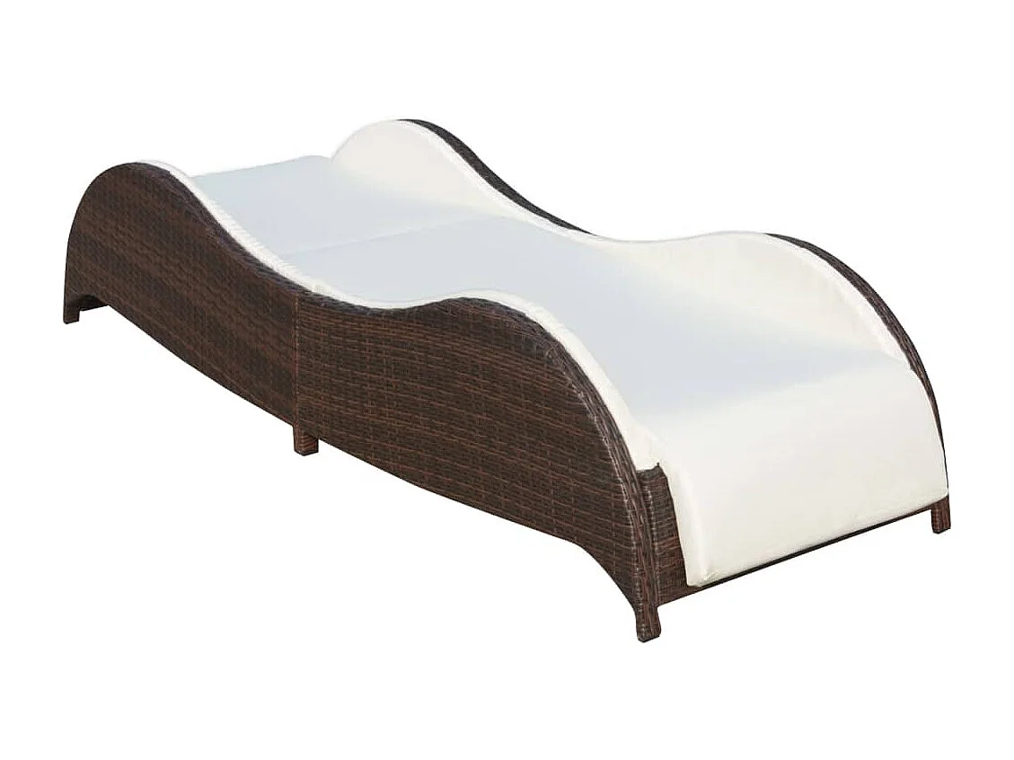 Chaise longue avec coussin Résine tressée Marron